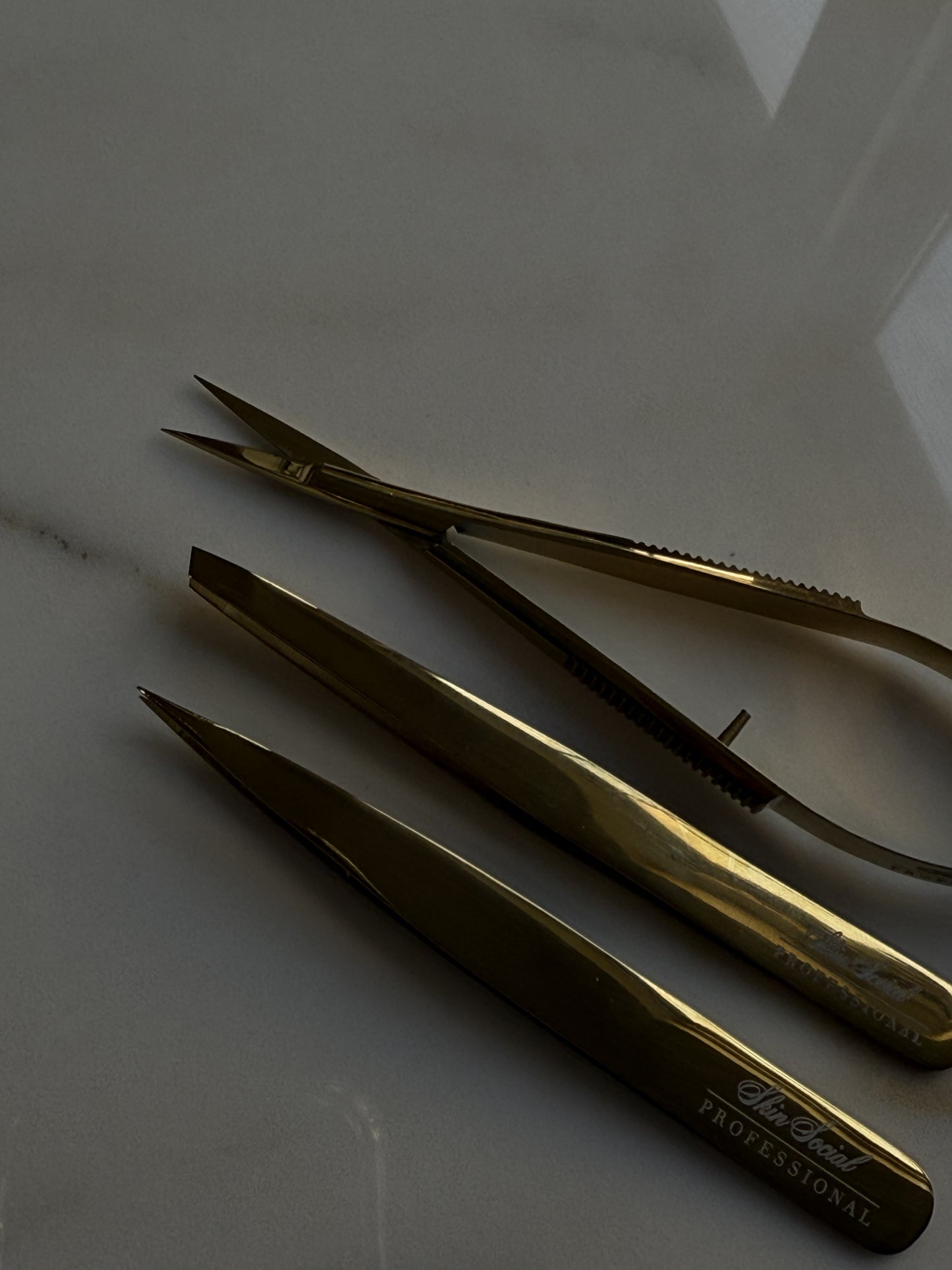 3 Piece Gold Tweezer Set